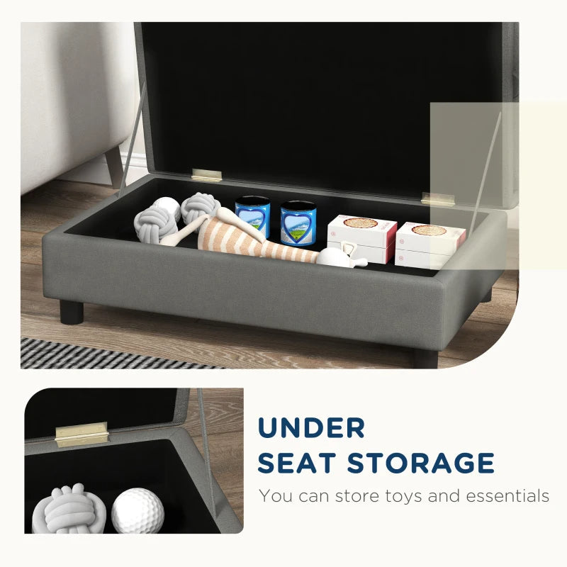 PawHut Dog Sofa with Under-Seat Storage – Small Dogs, Gray