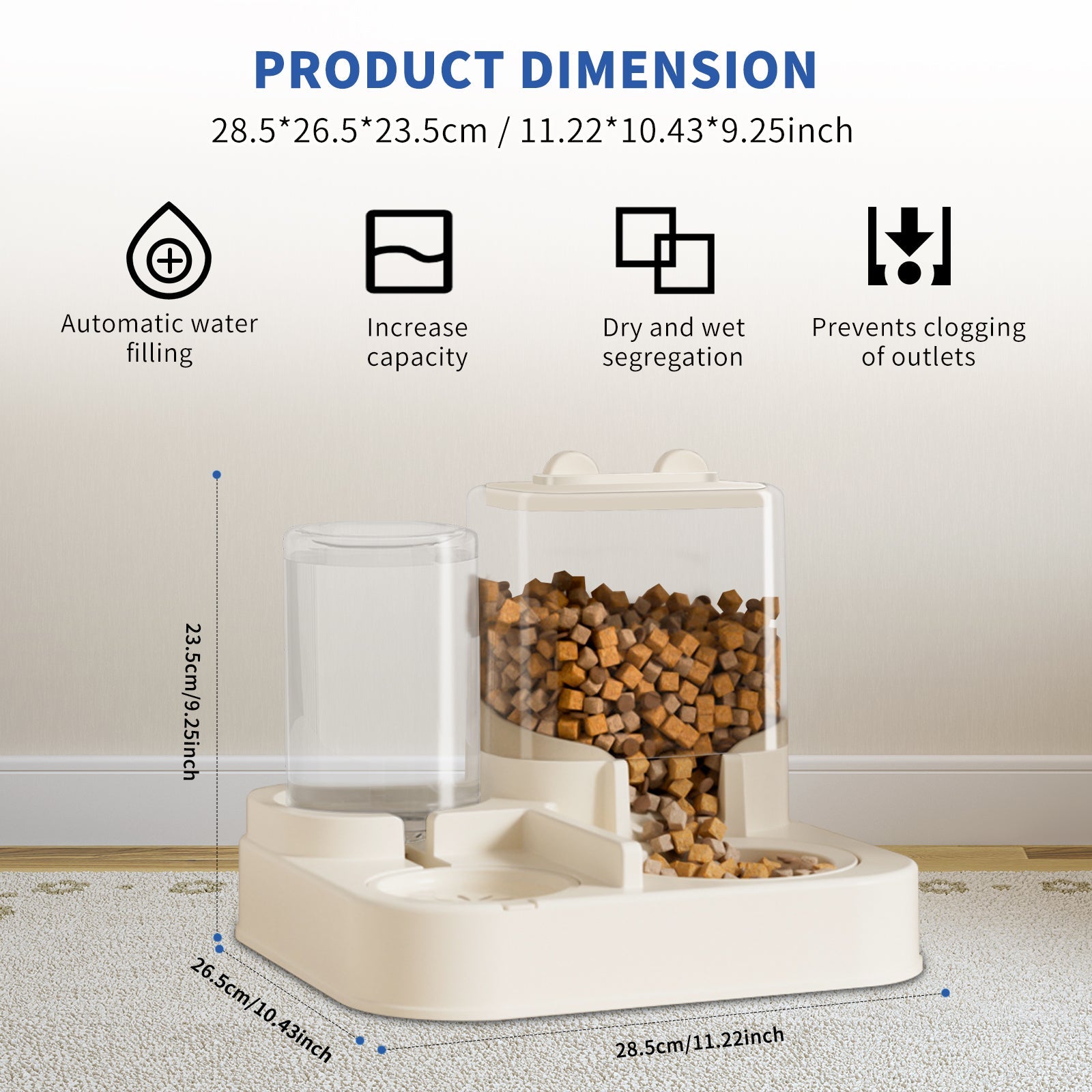 Transparent Pet Food & Water Dispenser – Visible, Automatic & Easy to Fill
