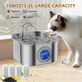 Stainless Steel Cat Water Fountain – 108oz/3.2L with Quadruple Filtration