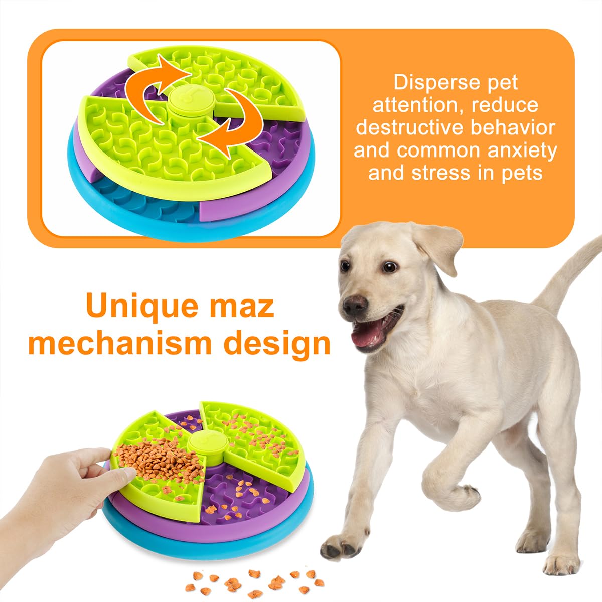 3-in-1 Interactive Slow Feeder Bowl for Dogs & Cats – Lick Mat, Puzzle & Feeder