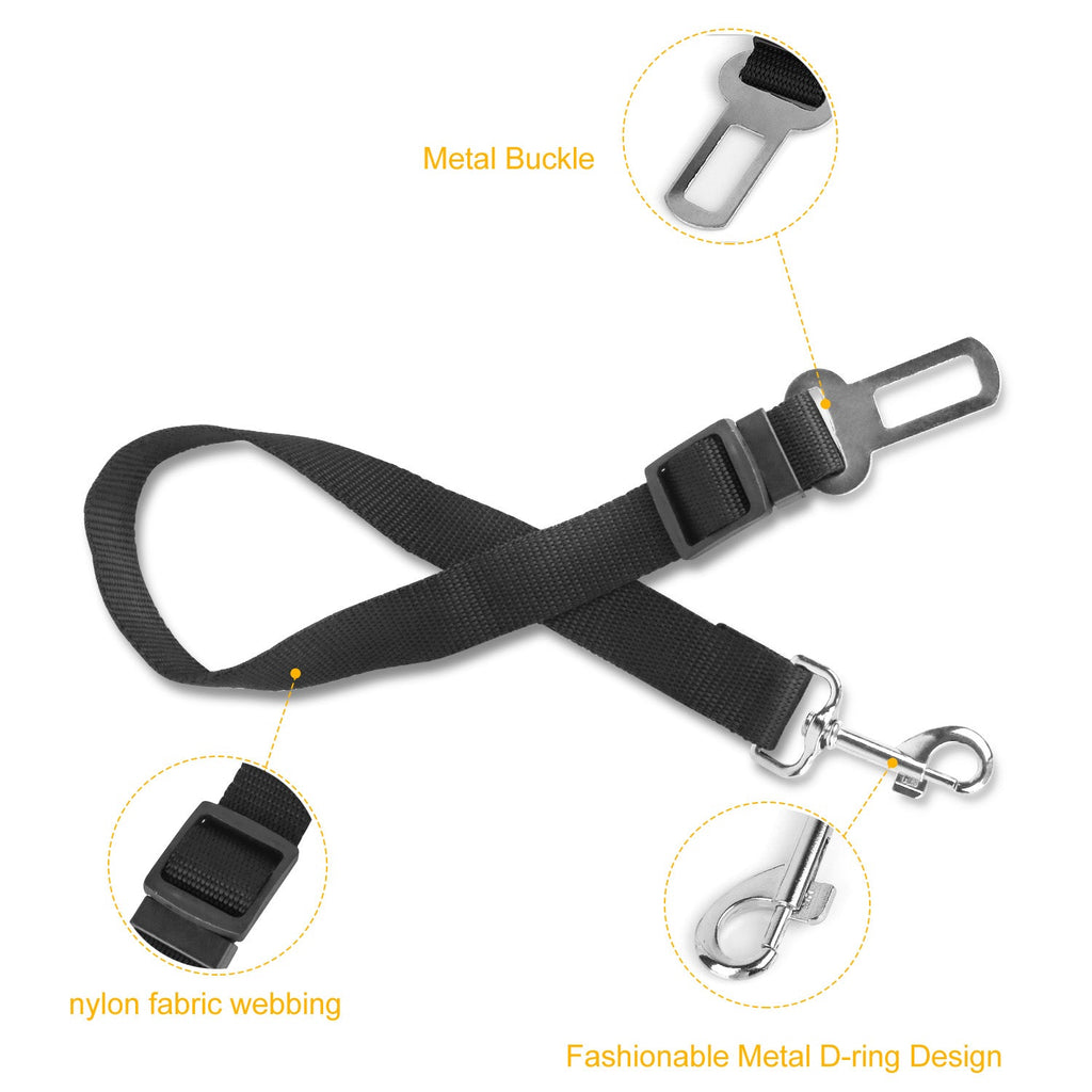 2-Pack Adjustable Pet Dog & Cat Car Safety Seat Belt Leash