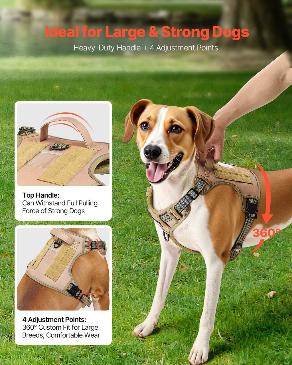 Tactical Dog Harness for Large Dogs – No Pull, Adjustable & Heavy Duty