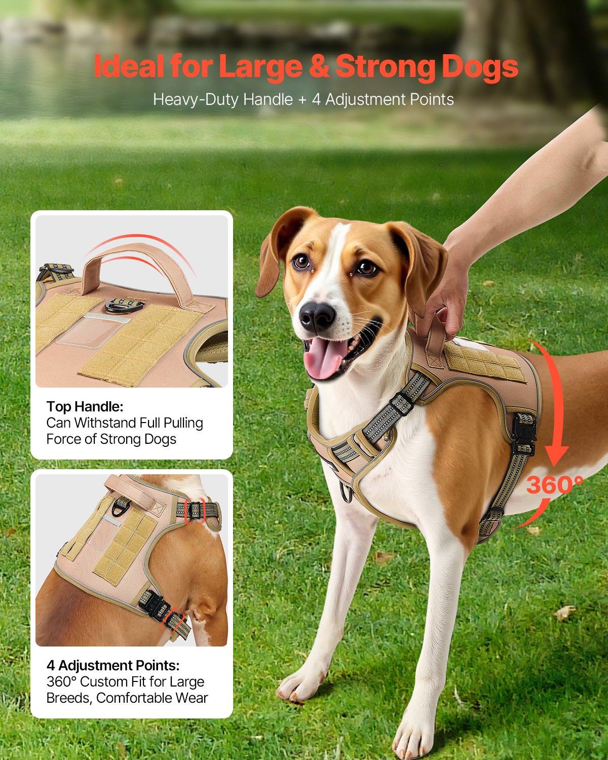 Tactical Dog Harness for Large Dogs – No Pull, Adjustable & Heavy Duty
