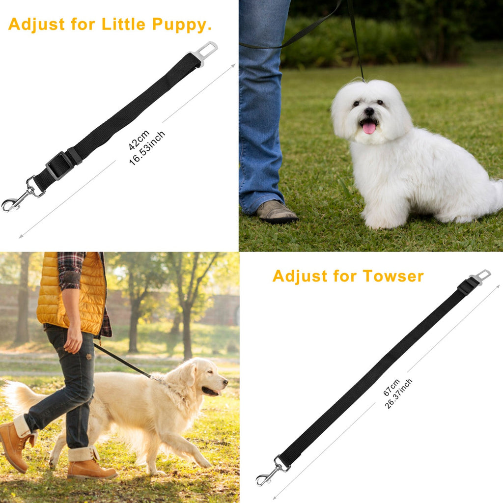 2-Pack Adjustable Pet Dog & Cat Car Safety Seat Belt Leash