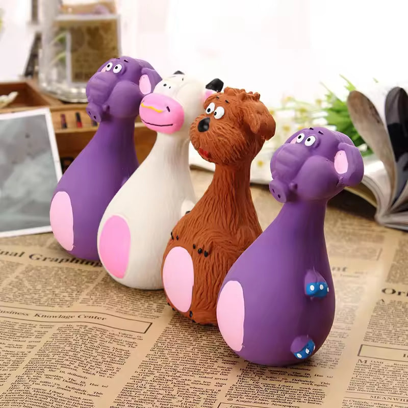 4-Piece Latex Squeaky Dog Chew Toy Set – Interactive Biting Toys