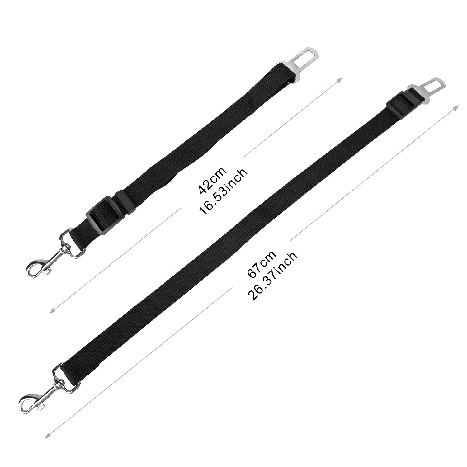 2-Pack Adjustable Pet Dog & Cat Car Safety Seat Belt Leash
