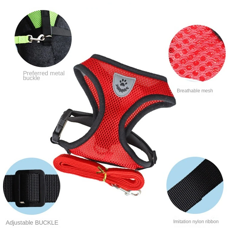 Adjustable Reflective Pet Harness & Leash Set – S/M/L/XL