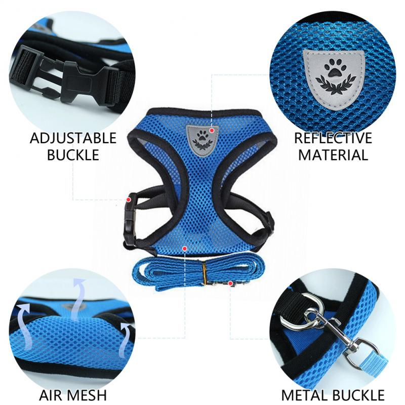 Adjustable Reflective Pet Harness & Leash Set – S/M/L/XL