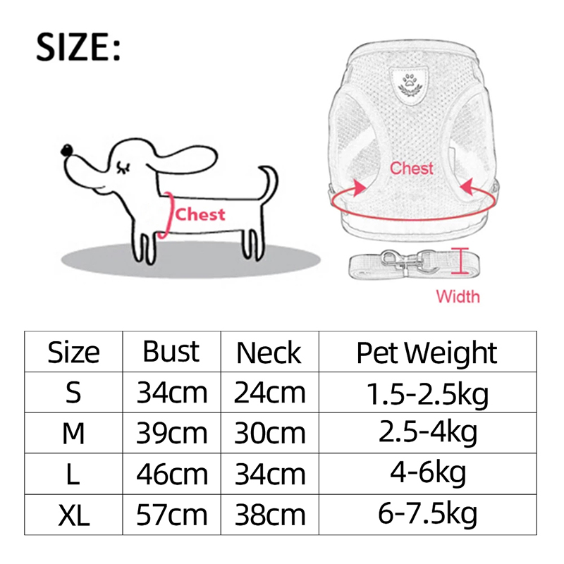 Adjustable Reflective Pet Harness & Leash Set – S/M/L/XL
