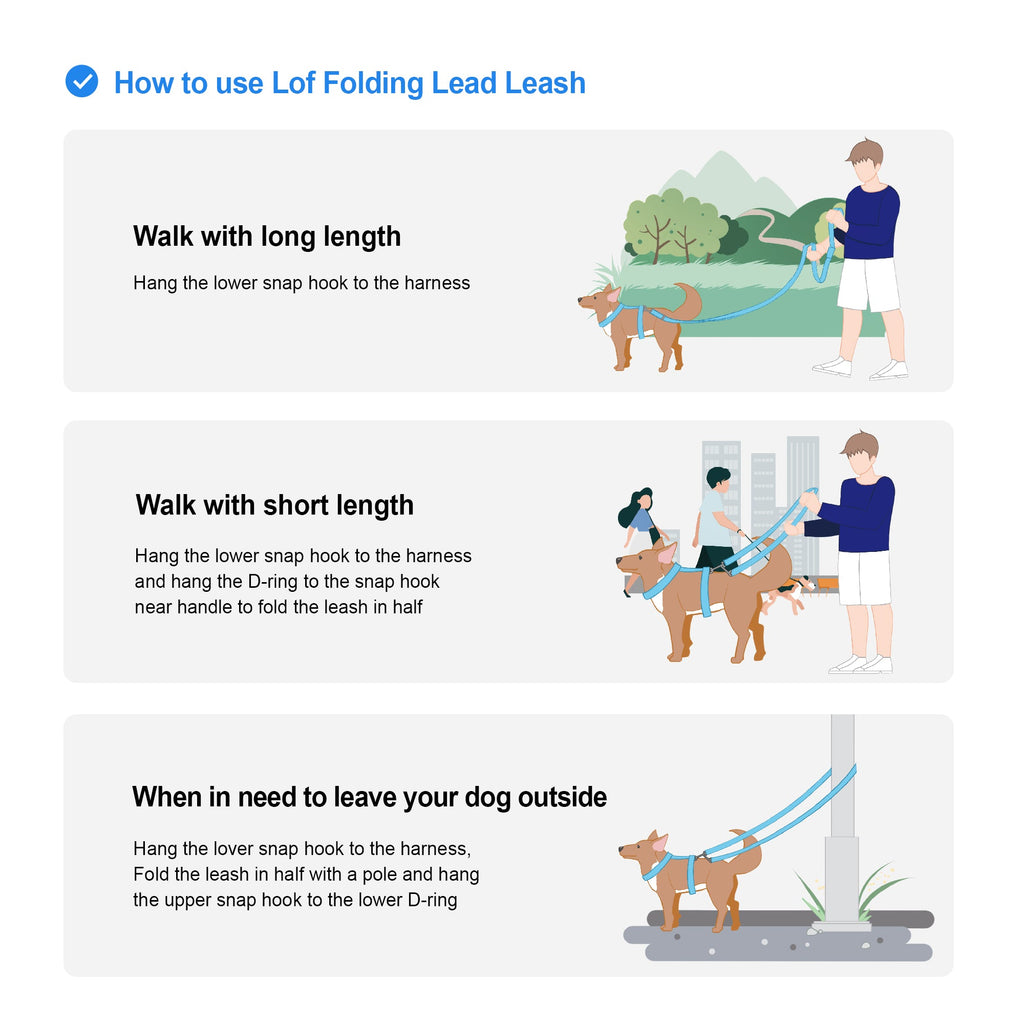 Lof Folding Lead Leash - Adjustable 10ft Dog Leash