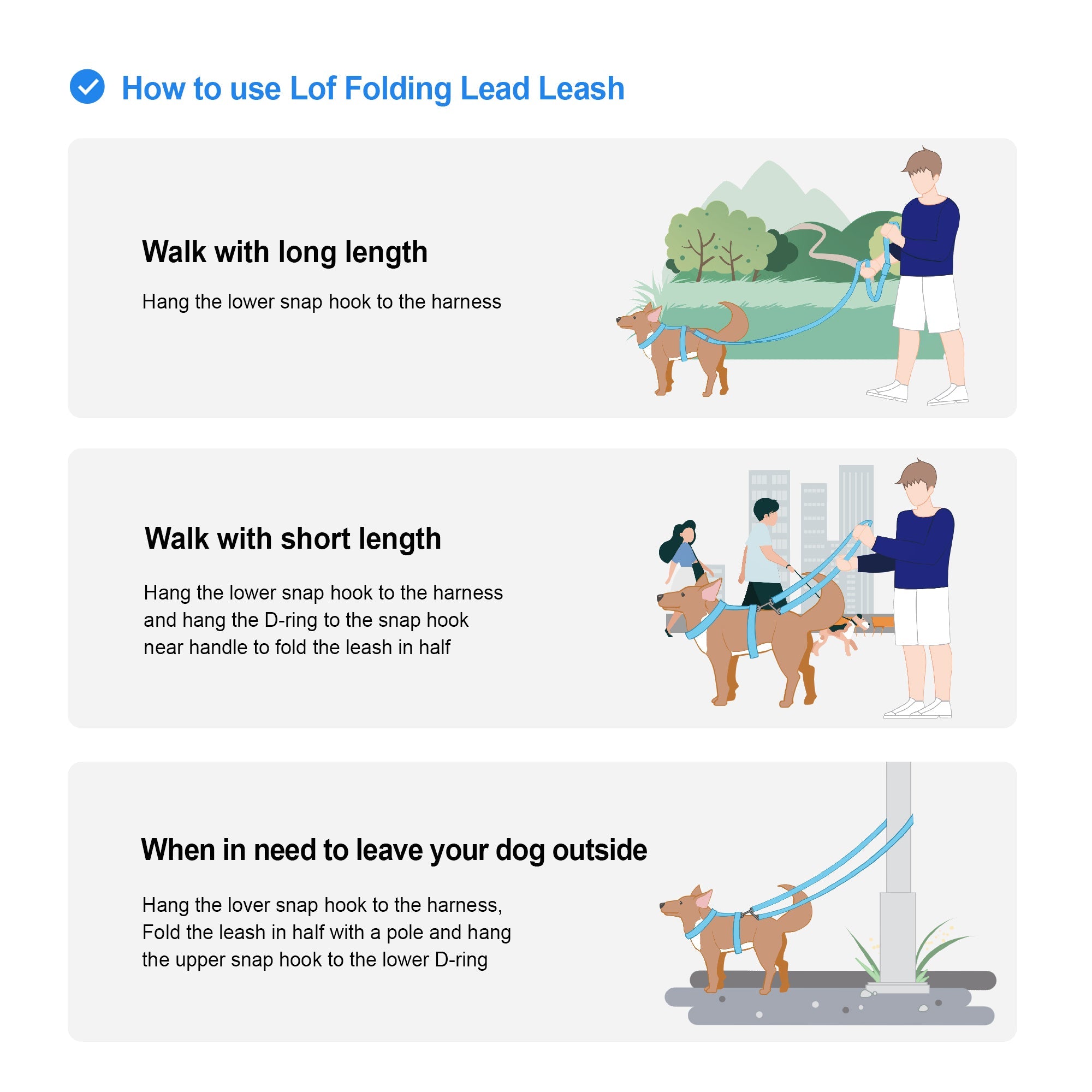 Lof Folding Lead Leash - Adjustable 10ft Dog Leash