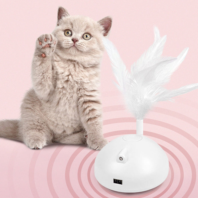 Automatic USB Rechargeable Cat Wand Toy with Feather – Motion Sensor