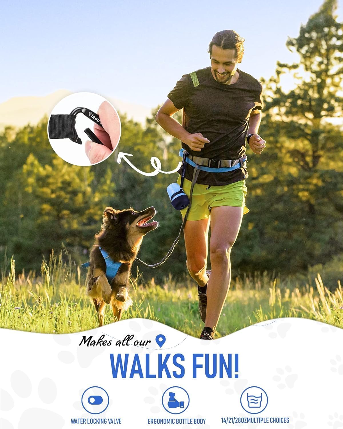 Foldable Dog Water Bottle – Leak-Proof & Portable 18oz