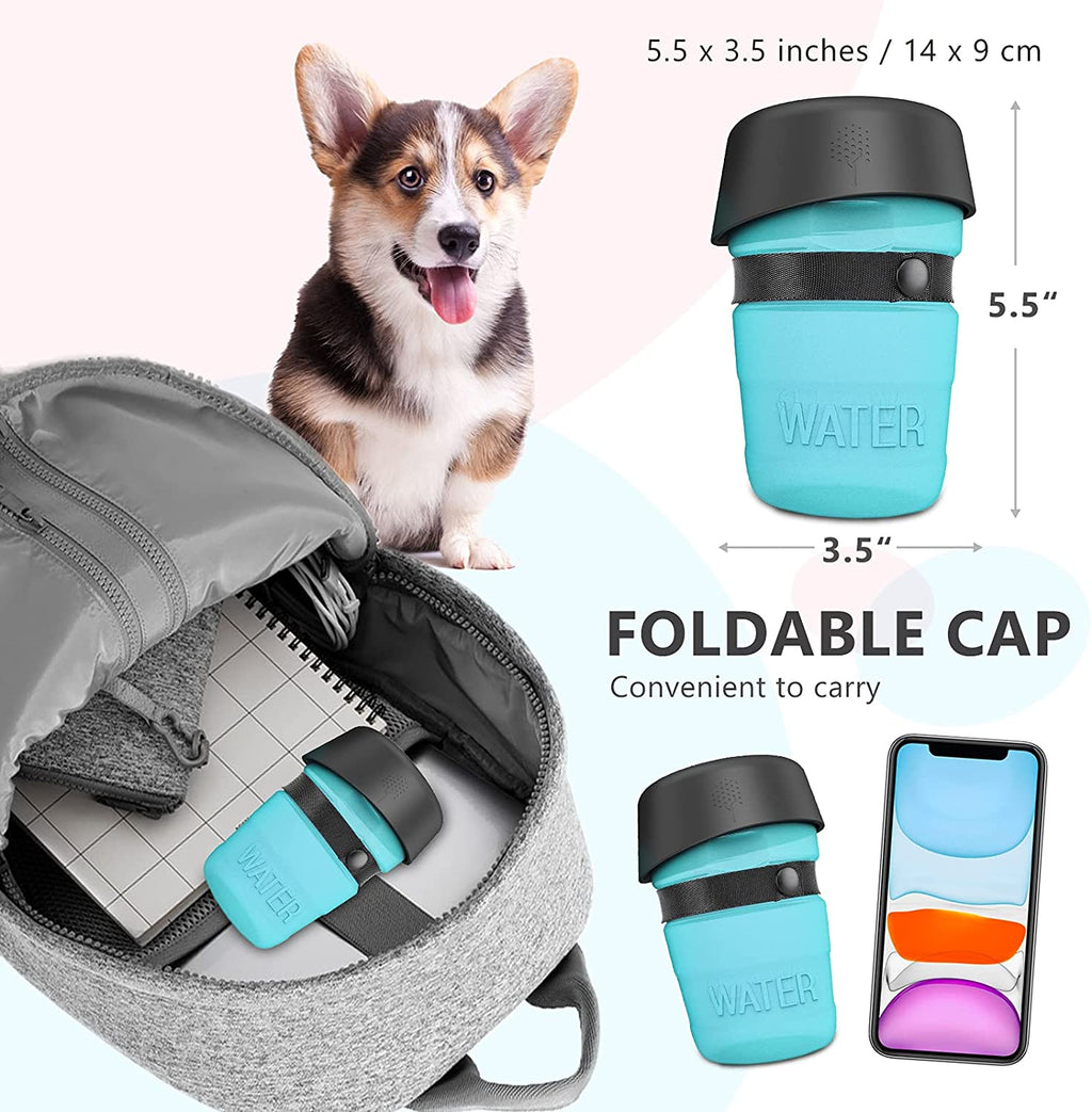 Foldable Dog Water Bottle – Leak-Proof & Portable 18oz