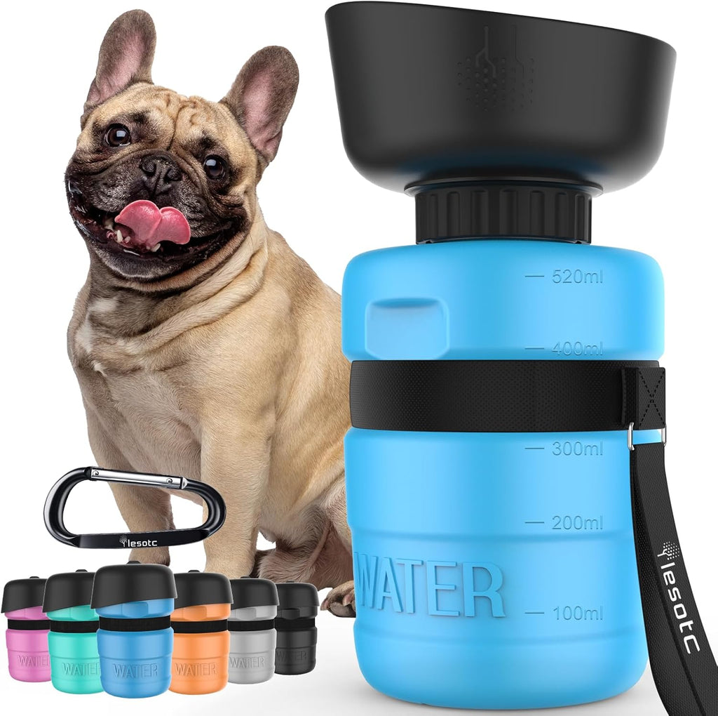 Foldable Dog Water Bottle – Leak-Proof & Portable 18oz