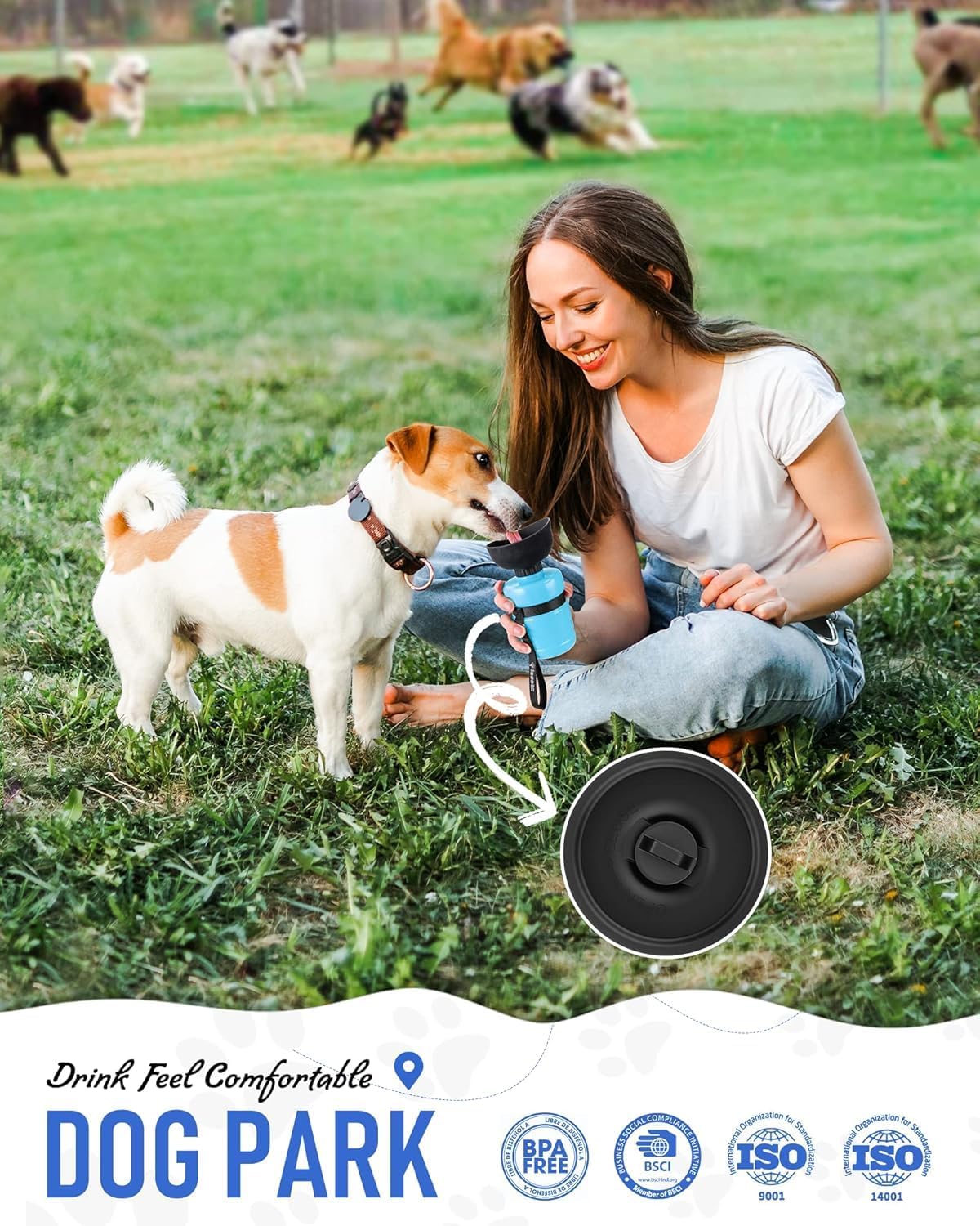 Foldable Dog Water Bottle – Leak-Proof & Portable 18oz