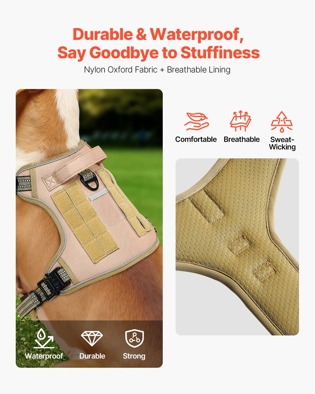 Tactical Dog Harness for Large Dogs – No Pull, Adjustable & Heavy Duty
