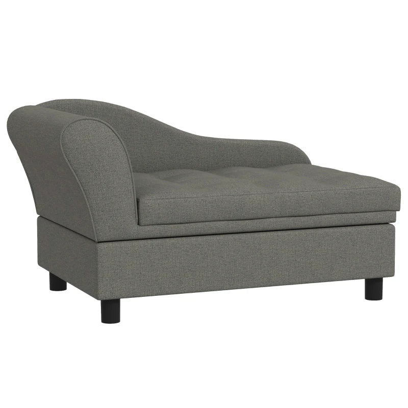 PawHut Dog Sofa with Under-Seat Storage – Small Dogs, Gray