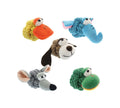 Multipet Rope Head Animals Dog Toy – 4 in. Squeaky Plush Cotton Ball