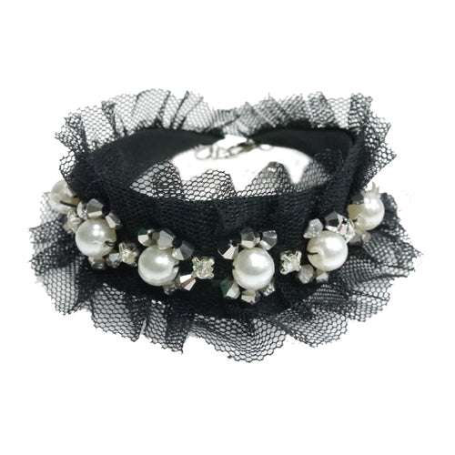 Lila Deco Collar – Rhinestone & Pearl Dog Collar