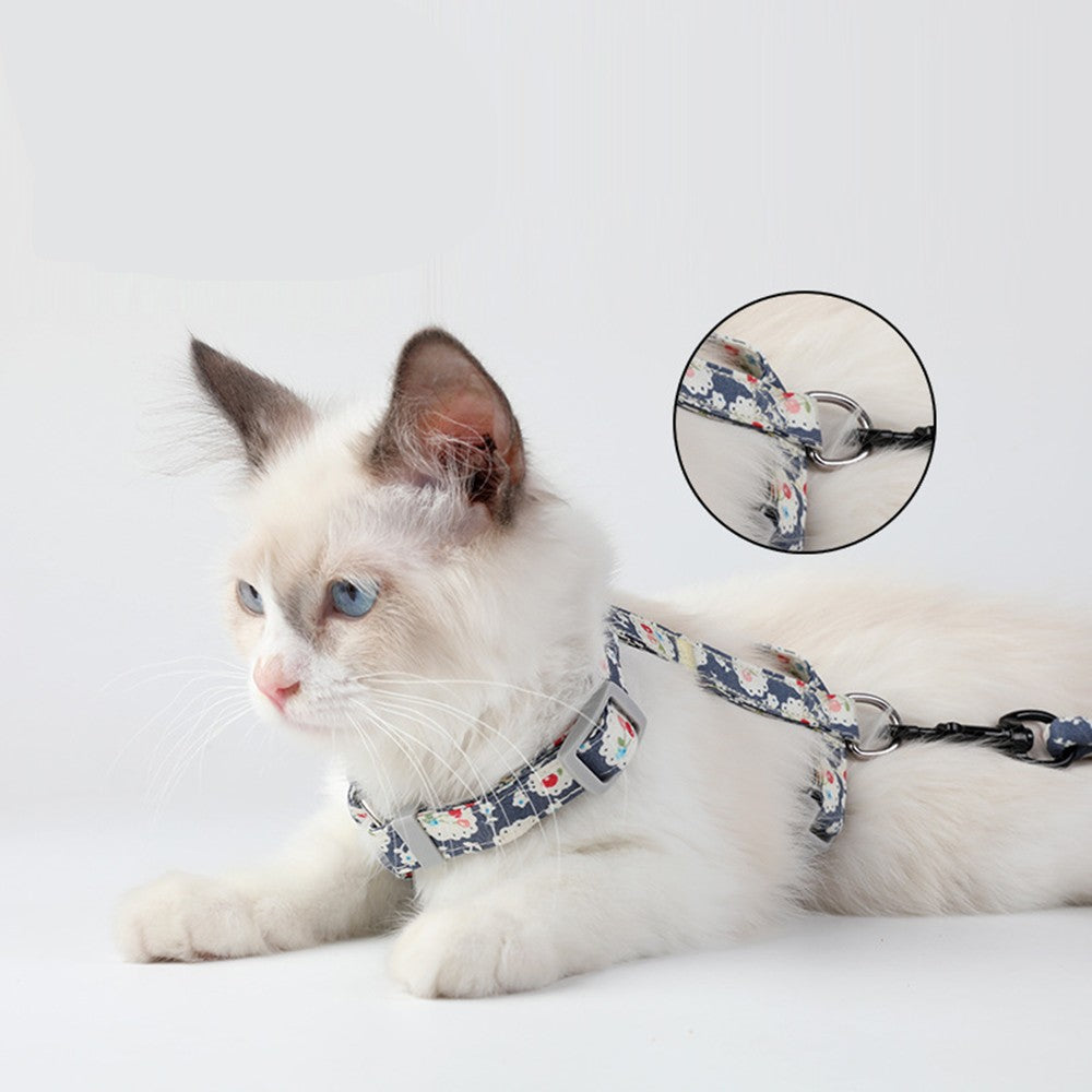 Colorful Puppy & Cat Chest Harness with Lead – Adjustable Nylon Strap