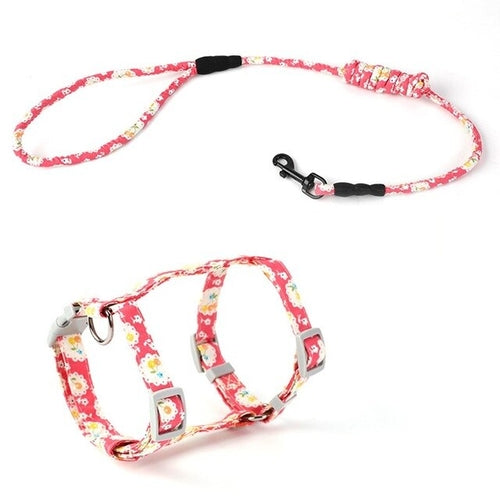 Colorful Puppy & Cat Chest Harness with Lead – Adjustable Nylon Strap