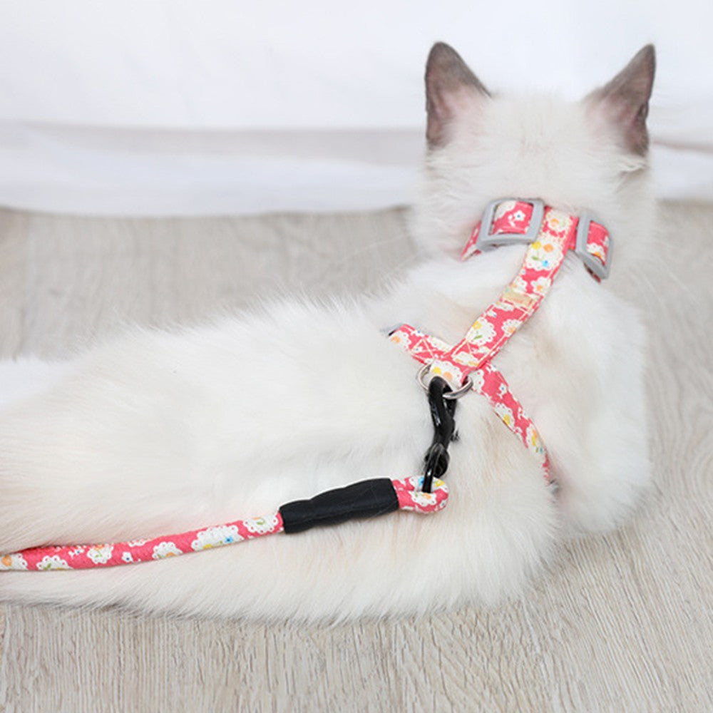 Colorful Puppy & Cat Chest Harness with Lead – Adjustable Nylon Strap
