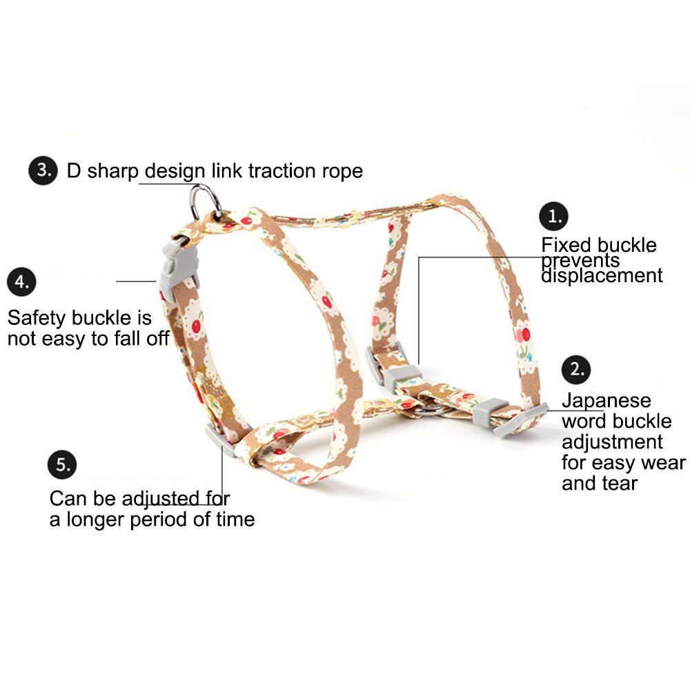 Colorful Puppy & Cat Chest Harness with Lead – Adjustable Nylon Strap