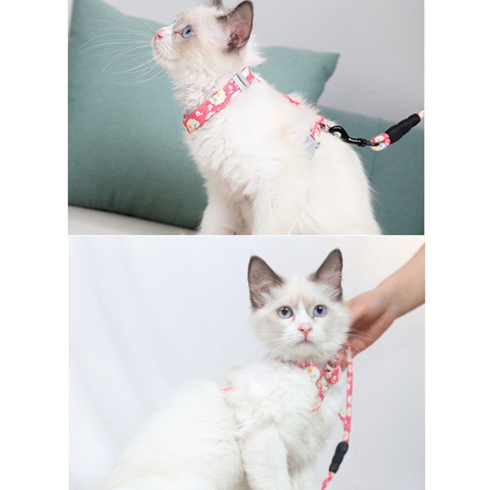 Colorful Puppy & Cat Chest Harness with Lead – Adjustable Nylon Strap