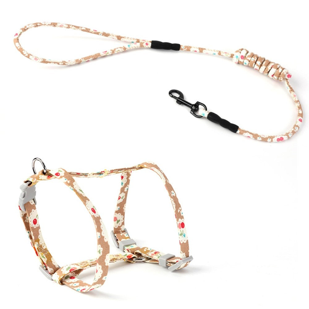 Colorful Puppy & Cat Chest Harness with Lead – Adjustable Nylon Strap