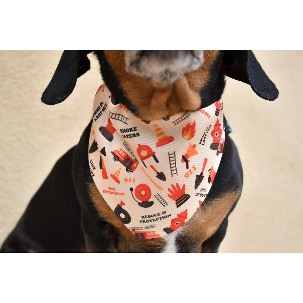 Fire Dog Bandana – Reversible Firefighter Dog Bandana