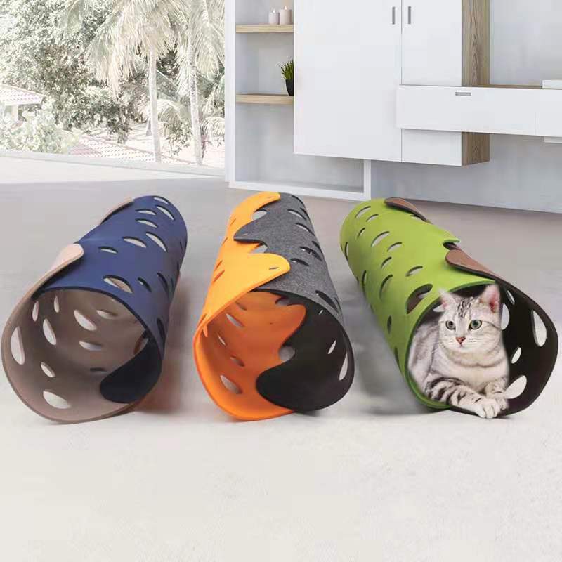 Collapsible Felt Cat Tunnel Toy with Interchangeable Accessories - My Pet Spot