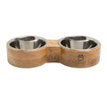 Wood & Stainless Steel Elevated Double Diner Pet Feeder