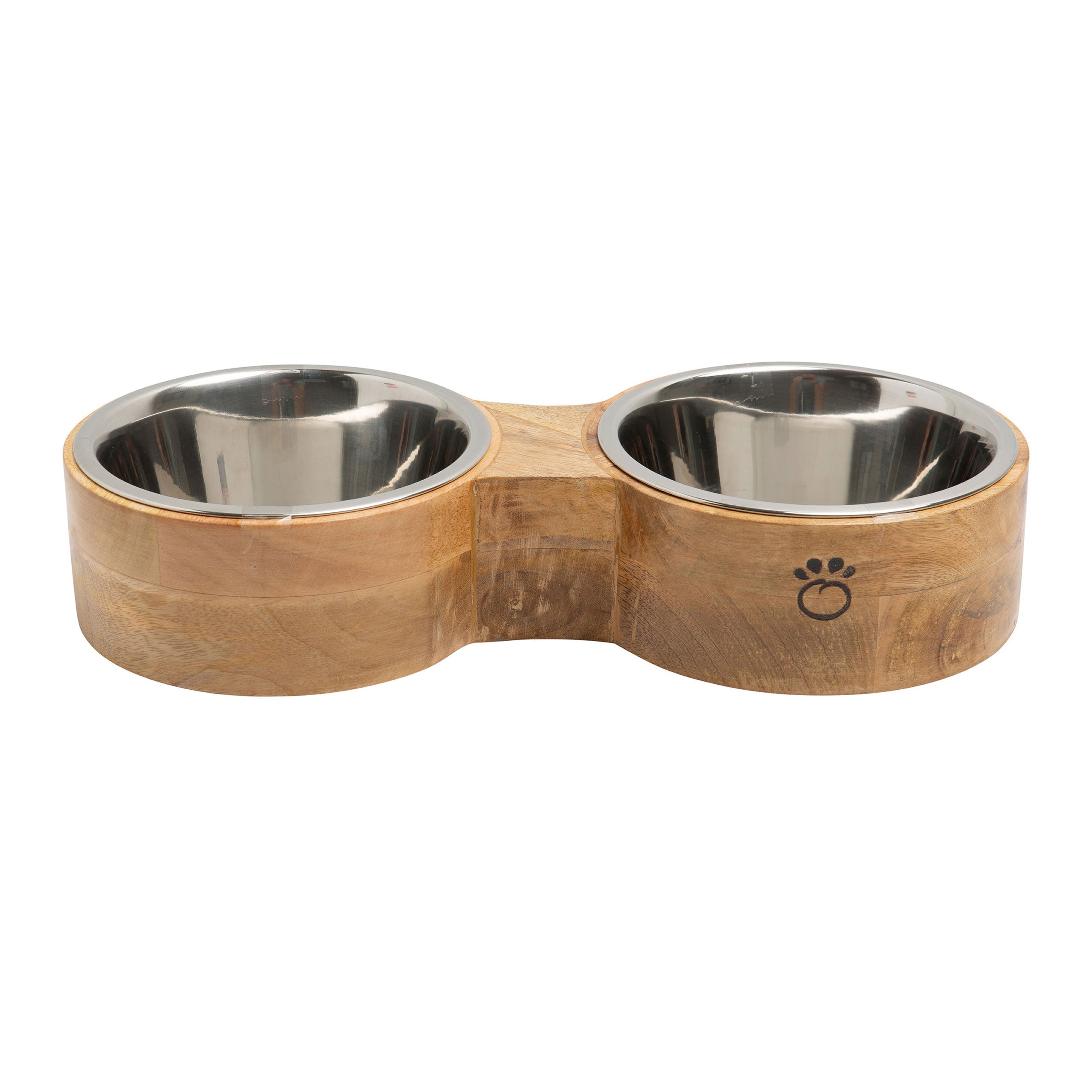 Wood & Stainless Steel Elevated Double Diner Pet Feeder