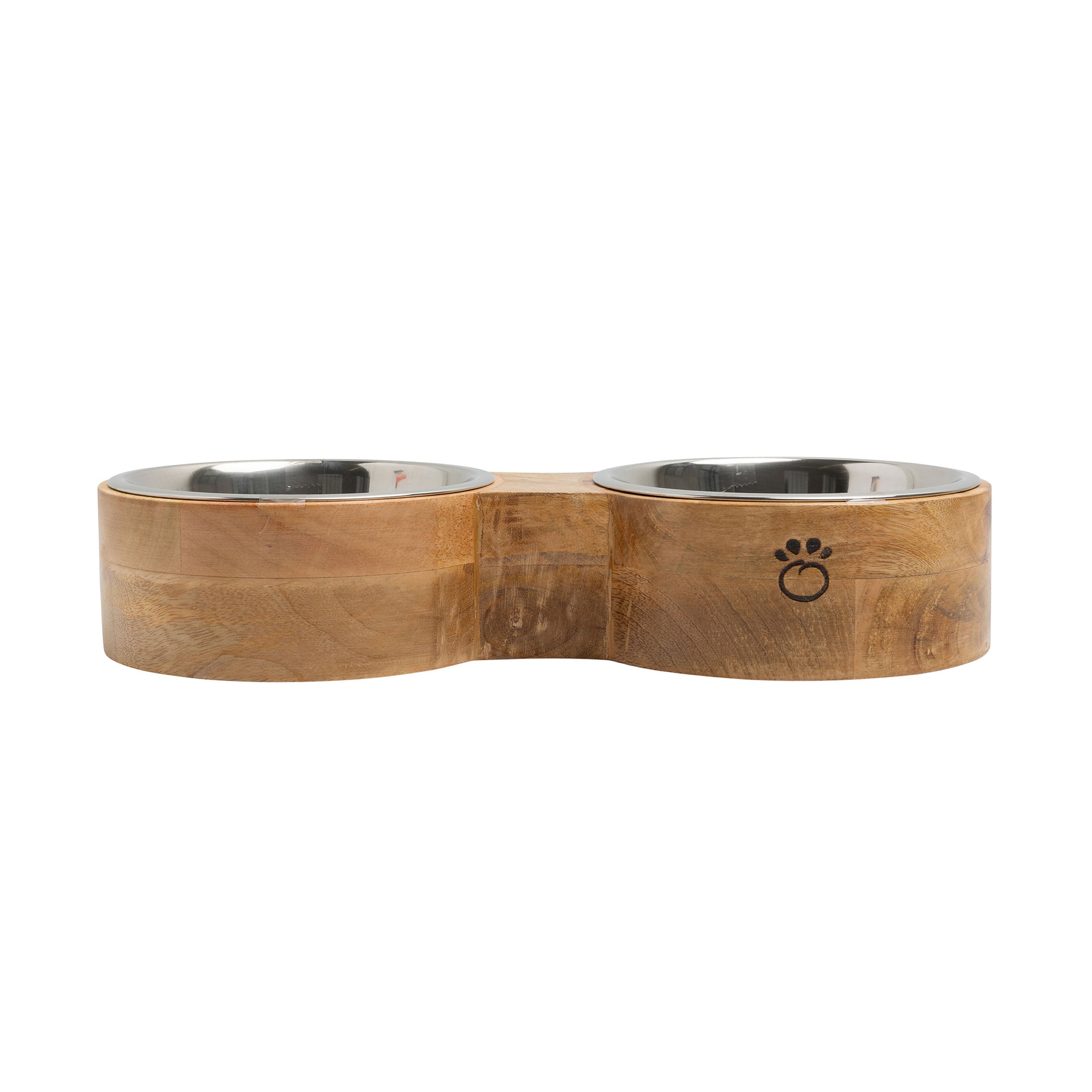 Wood & Stainless Steel Elevated Double Diner Pet Feeder