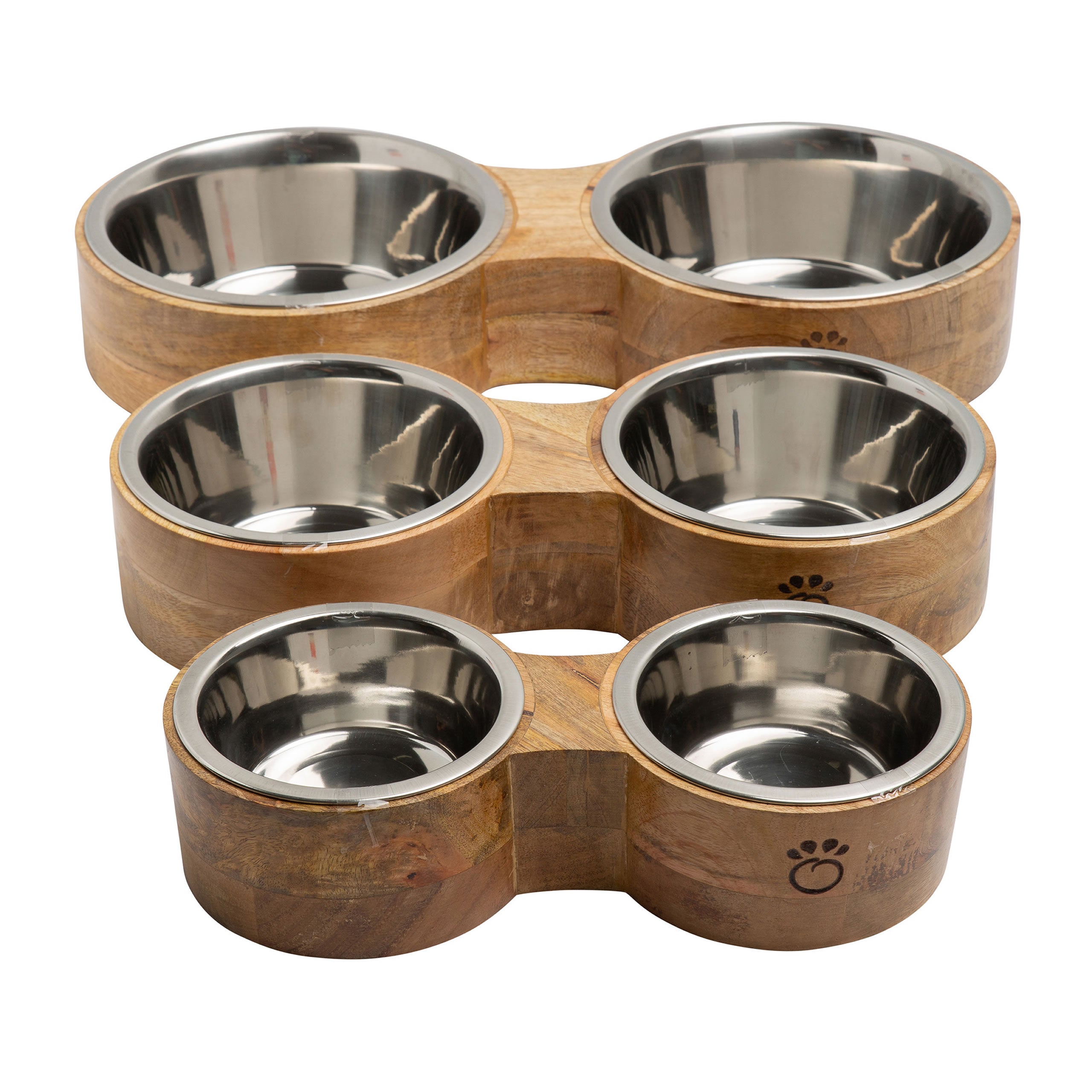 Wood & Stainless Steel Elevated Double Diner Pet Feeder