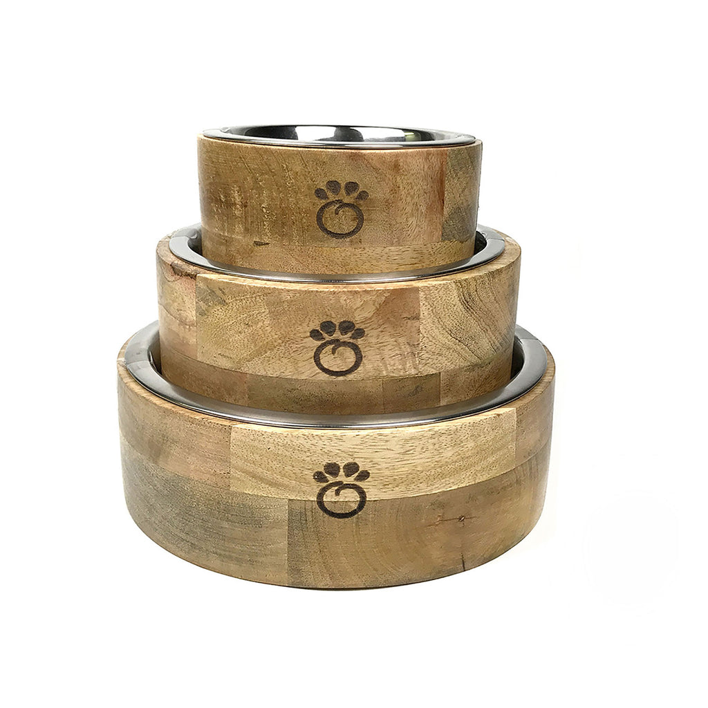 Handcrafted Mango Wood Pet Bowl – Elevated Feeder for Dogs & Cats