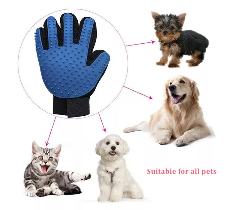 Pet Grooming Gloves – Hair Remover Brush Mitt for Dogs & Cats