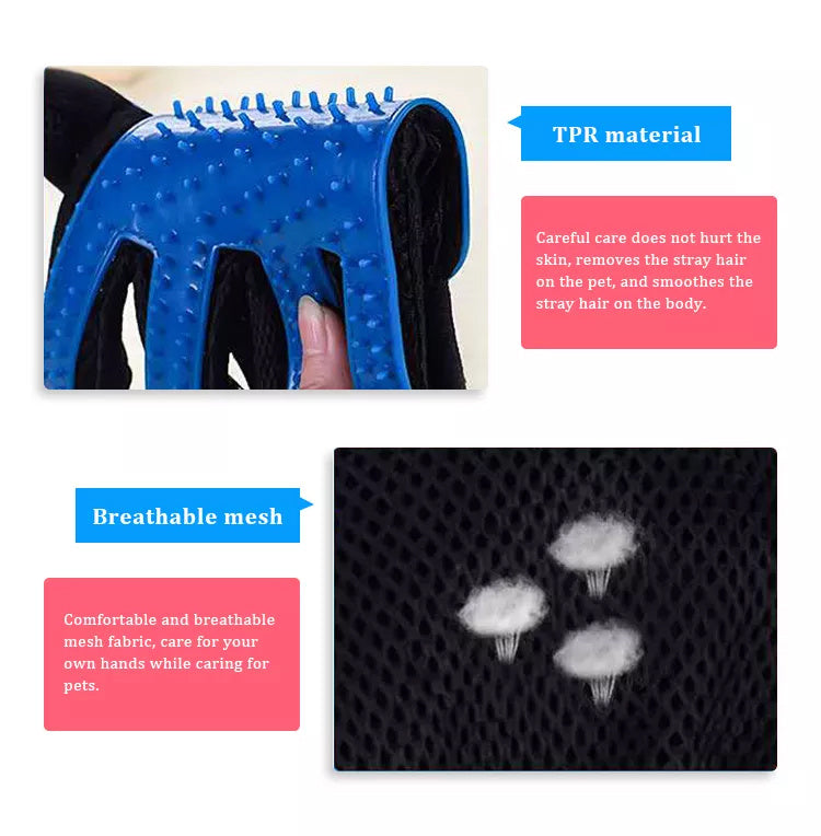 Pet Grooming Gloves – Hair Remover Brush Mitt for Dogs & Cats