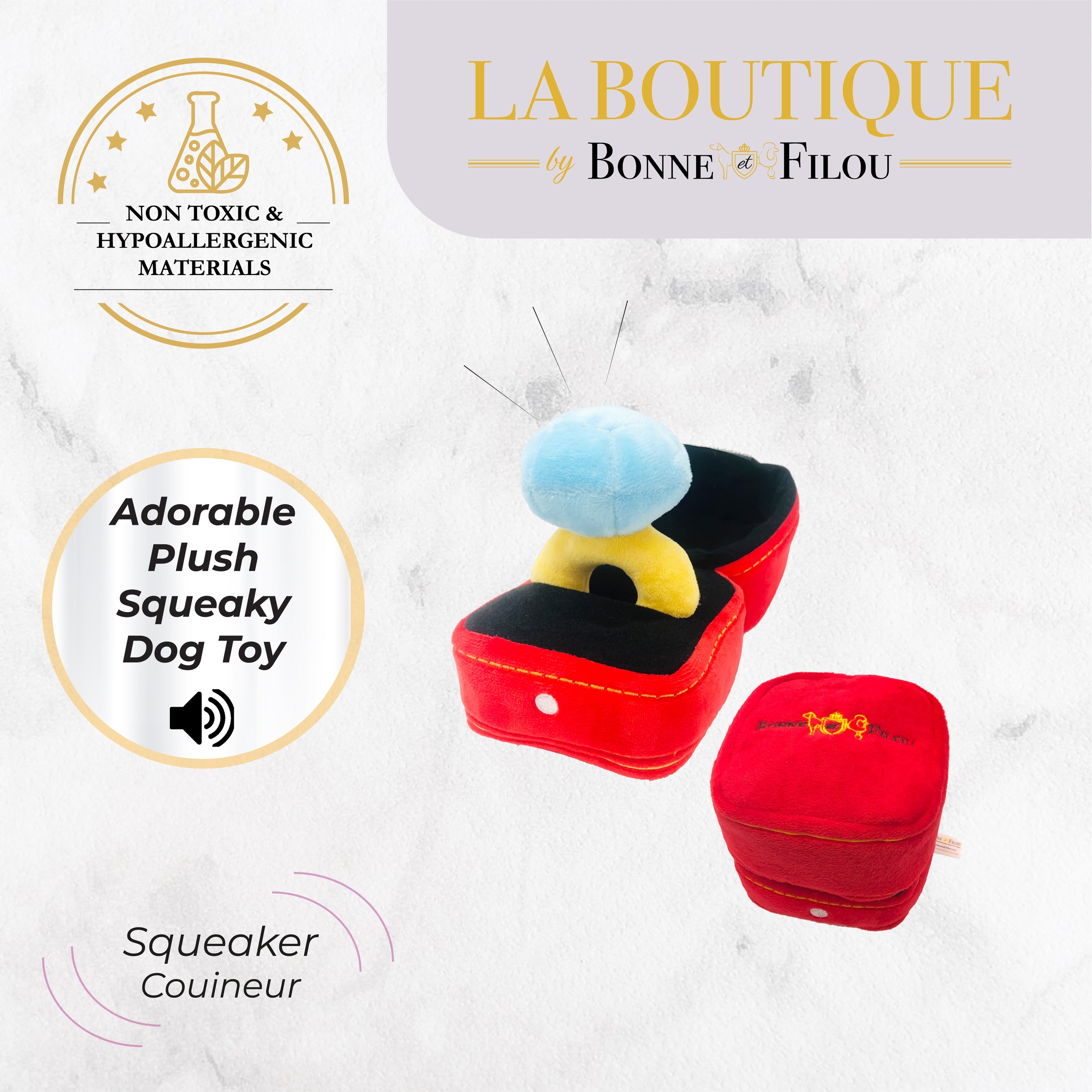 Engagement Diamond Ring Plush Dog Toy Set - Squeaky Ring Box