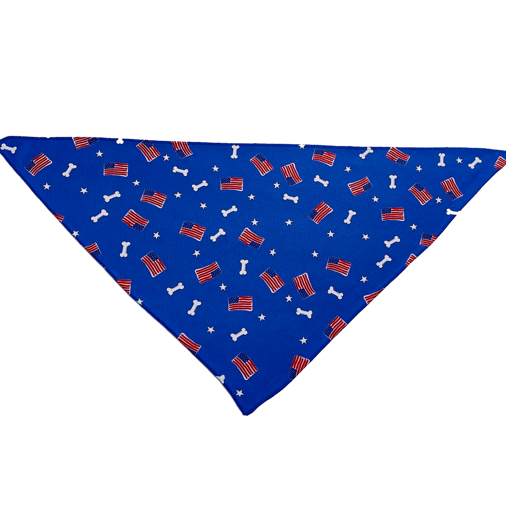 Red, White and Bones American Flag USA Tie-On Dog Bandana