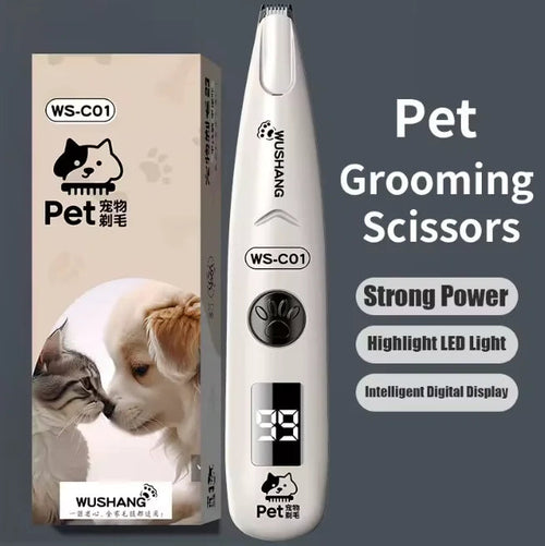 Pet Dog Electric Groomer Trimmer with LED Light – Waterproof Foot & Hair Trimmer
