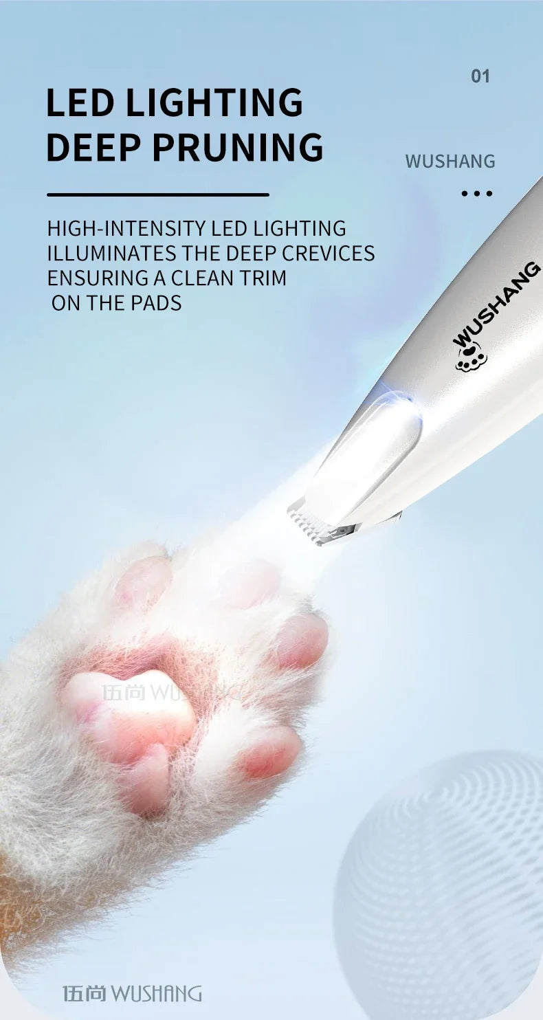Pet Dog Electric Groomer Trimmer with LED Light – Waterproof Foot & Hair Trimmer