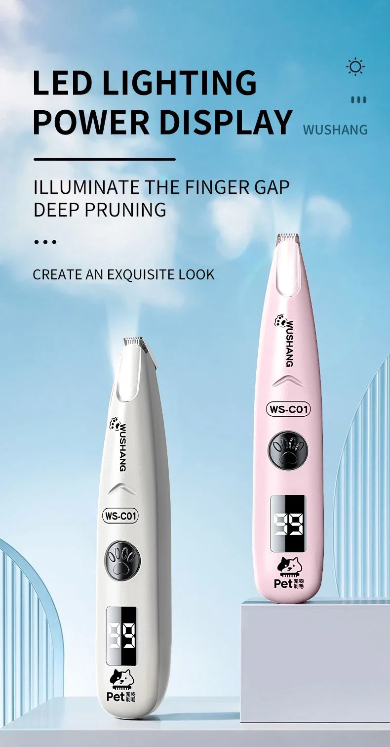 Pet Dog Electric Groomer Trimmer with LED Light – Waterproof Foot & Hair Trimmer