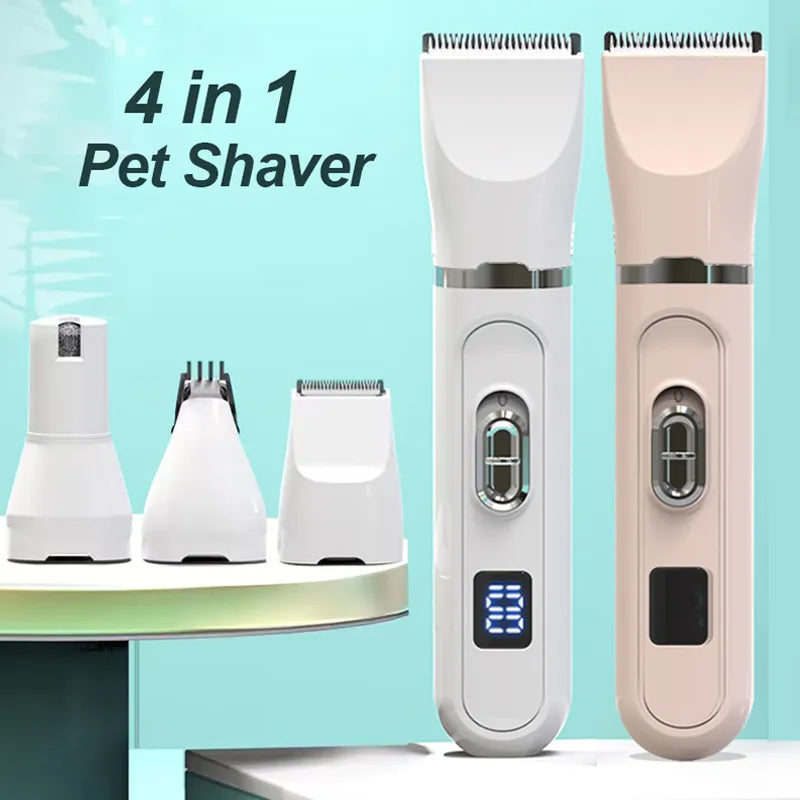 4-in-1 Pet Grooming Kit – Low Noise Rechargeable Dog & Cat Clipper Set