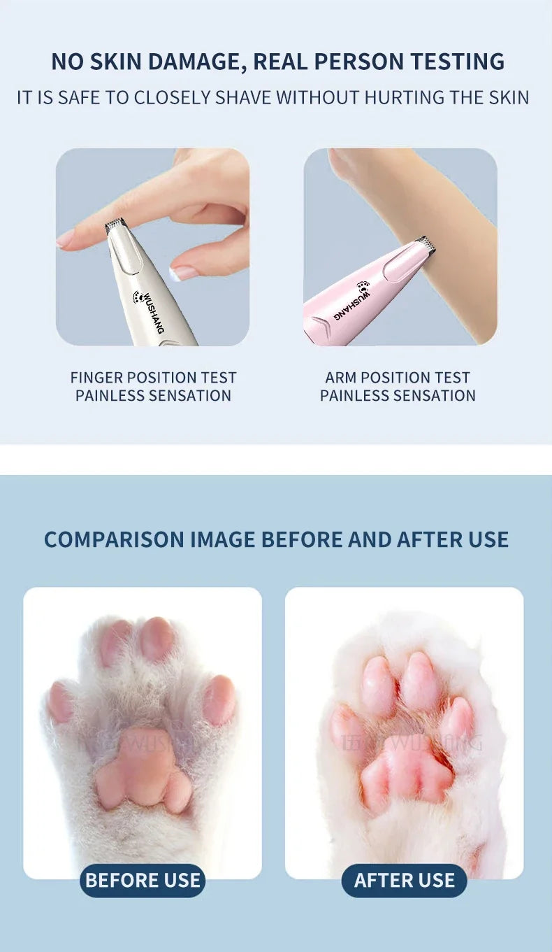 Pet Dog Electric Groomer Trimmer with LED Light – Waterproof Foot & Hair Trimmer