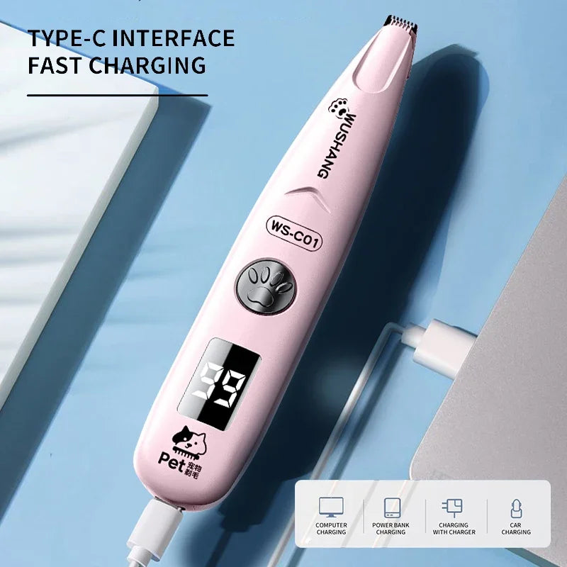 Pet Dog Electric Groomer Trimmer with LED Light – Waterproof Foot & Hair Trimmer