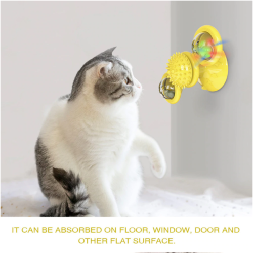Cats Whirling LED Windmill Cat Toy - Suction Cup Spinner with Light Balls