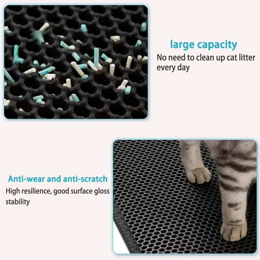 Double layer waterproof non-slip washable cat litter mat
