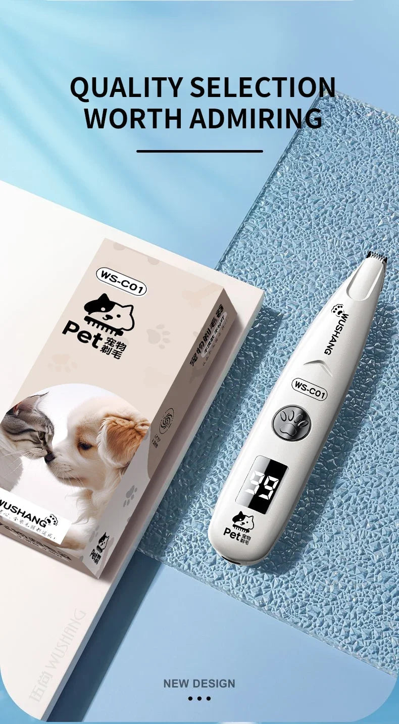 Pet Dog Electric Groomer Trimmer with LED Light – Waterproof Foot & Hair Trimmer